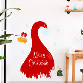 红色圣诞节铃铛雪花圣诞节日橱窗玻璃背景装饰可移除贴画xmas141
