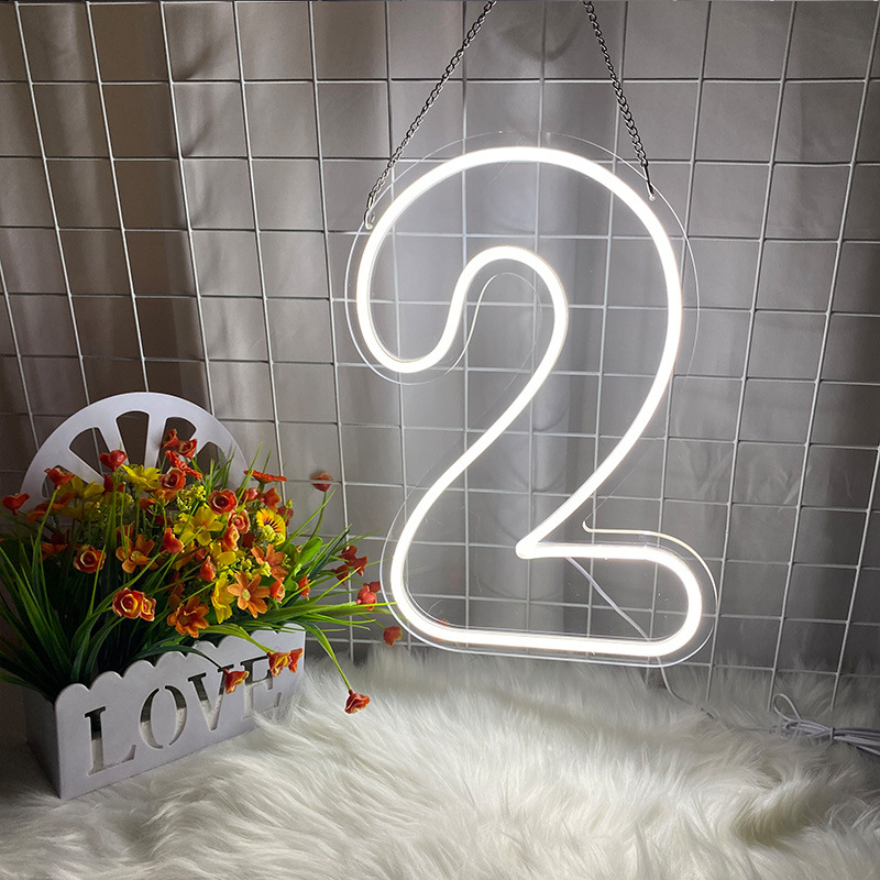 LED luminoso neón luz de modelado digital fiesta de cumpleaños decoración de lámparas de fiestas habitaciones pared LED atmósfera luz