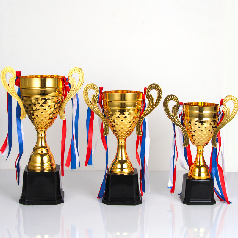 Juegos deportivos trofeos de metal tazas de tapa de orejas dobles tazas escolares baloncesto fútbol competiciones premios trofeos de alta gama