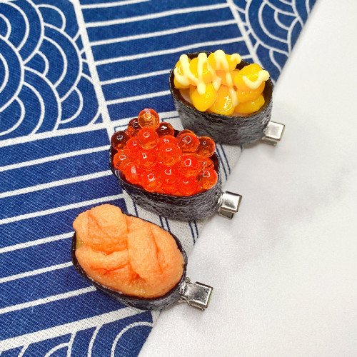 Interesting and creative simulated food Japanese-style fish roe, sea urchin sushi hairpins, interesting hairpins, hair accessories, side clips