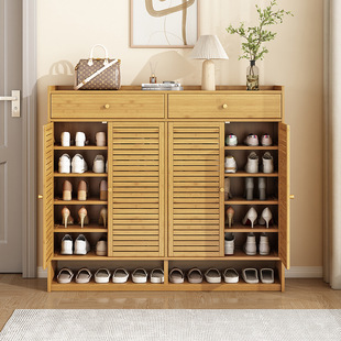 Shoe Cabinet for Home Entrance, Large Capacity with Drawers, Breathable Entryway Cabinet, Multi-Layer Dustproof Bamboo Shoe Rack