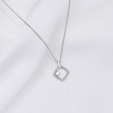 韓一幾何四邊形閃鑽純銀項鏈女個性高級感S925鎖骨鏈女式輕奢飾品
