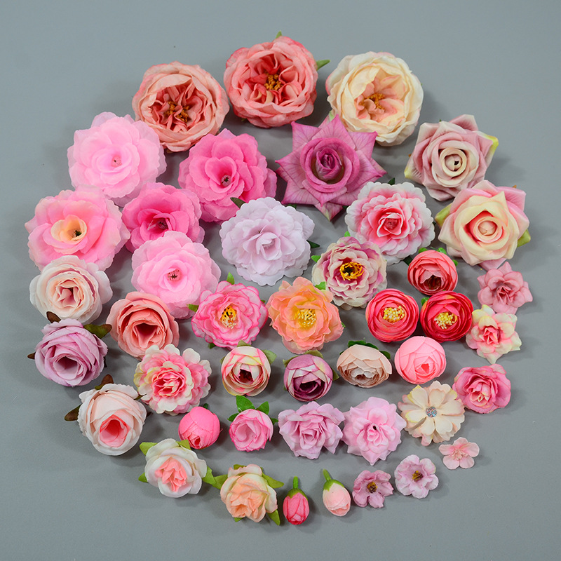 仿真花粉色绢花头饰汉服裙摆花帽花古风汉服簪花DIY手工配件女神