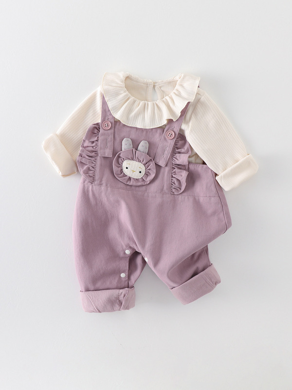 女宝宝衣服秋装背带裤套装婴幼儿春秋季外出服长袖洋气两件套|undefined