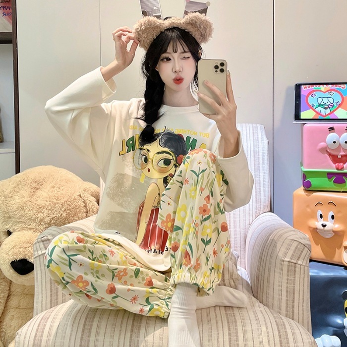实体批发现货发春秋季新款睡衣少女长袖棉质卡通可爱学生家居服套|undefined