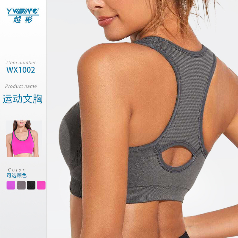 En stock europeo y americano Seamless fitness running BRA mujeres shockproof push up yoga chaleco belleza de alta resistencia espalda ropa interior deportiva