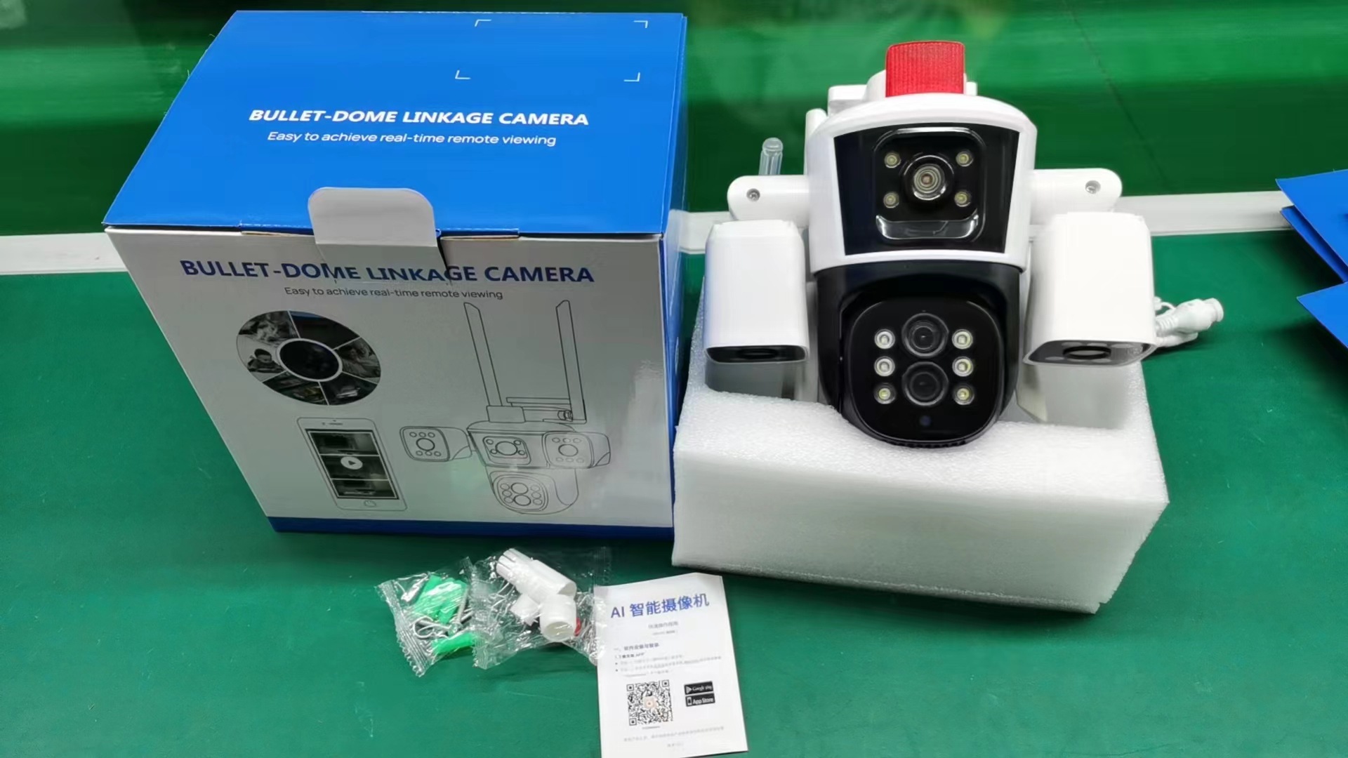 Cámara de vigilancia de tres pantallas de tres lentes Panorama para el hogar al aire libre HD Gun Ball Wifi Cámara de red inalámbrica