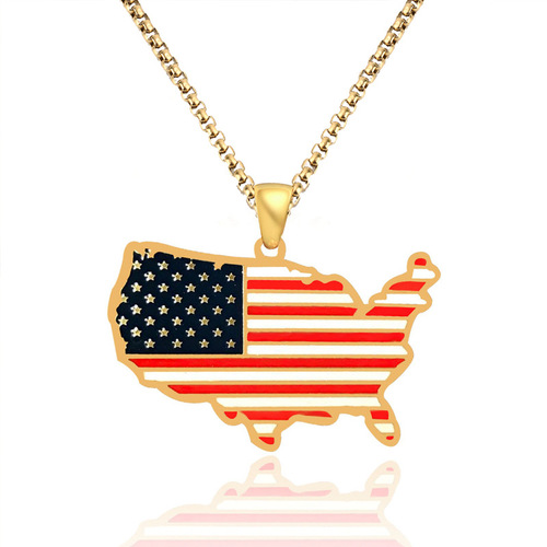  U.S. map alloy drip necklace for men and women 