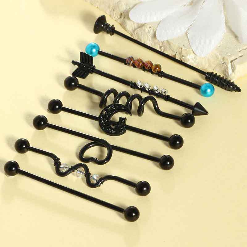 Stainless Steel Extended Rod Ear Bone Nail, Best-Selling Piercing Auricle Nail Welding Ring DIY Punk Piercing Jewelry detail image 7