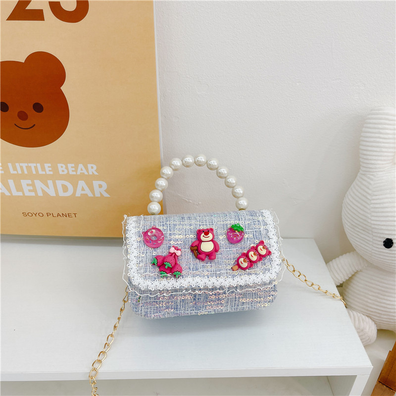 Bolso de los niños del verano de la nueva manera de La Perla de las niñas bolsa de mensajero oso Lindo bolso de las mujeres estilo de la princesa monedero de la moneda