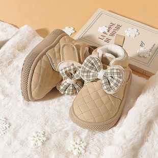 Baby Girl's Cotton Shoes Soft Sole Children's Princess Shoes Cotton Boots Girls Toddler Shoes fleece-lined Two Cotton Short Boots Baby Shoes Winter