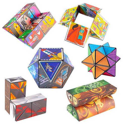 Cross-border new 3D transformable magic cube stress relief small toy geometric 3B infinite magic cube children's kiosk toy wholesale