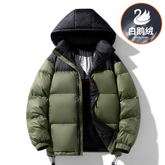 冬季新款经典鹅绒服男士石墨烯发热连帽大码加厚保暖情侣羽绒服跨