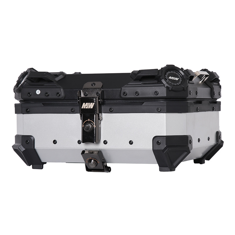 Motocicleta de aleación de aluminio desmontaje rápido caja trasera 28L doble bloquea impermeable a prueba de colisiones de scooter eléctrico universal caja trasera modificada