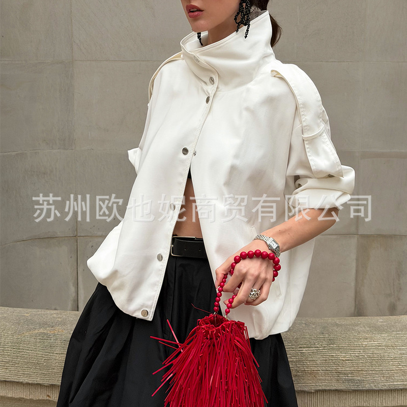 ZA2026 New Cross-Border European and American Fashionable Stand-Collar Early Autumn Bomber Jacket INS Hot Item 77897