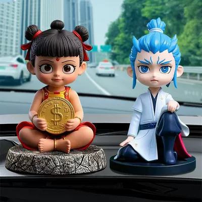 Car ornaments: Nezha and Ao Bing - combination-model-nezha-sitting-model-donghai-ao-bing-sitting-model