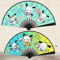 8-inch Tian Gong Aotu Kurokami Genshin Melodytiyu Gu Dog Fan, Anime and Manga Style, Silk Fabric Peripheral