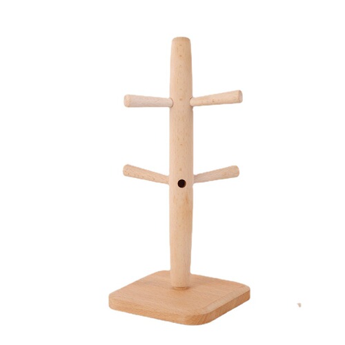 Solid wood drain cup holder wholesale restroom paper towel holder restaurant coffee cup wine glass holder beech tea cup storage rack