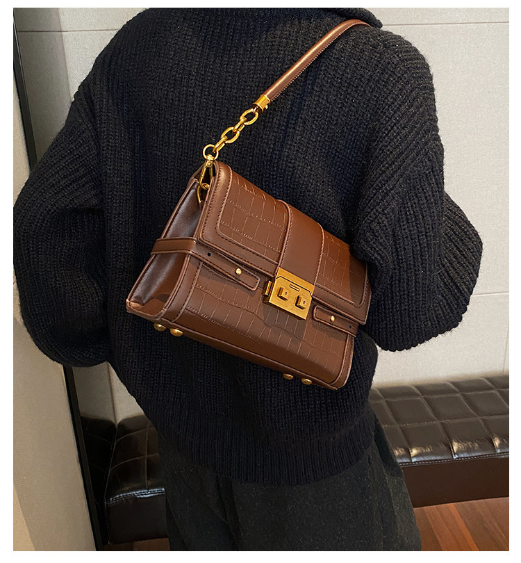 Stone Pattern Single Shoulder Underarm Bag For Women's 2023 Winter New Versatile Small Square Bag, Unique And Western Style Crossbody Bag _voghion.com