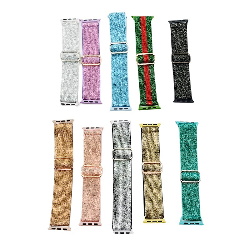 Nuevo adecuado para Apple reloj Correa elástico ajustable hebilla brillo iwatch Correa Apple correa de nylon