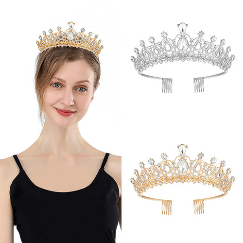 Cross-border Amazon crown tiara birthday headband queen bride hair accessories party crown European and American wedding dress matching