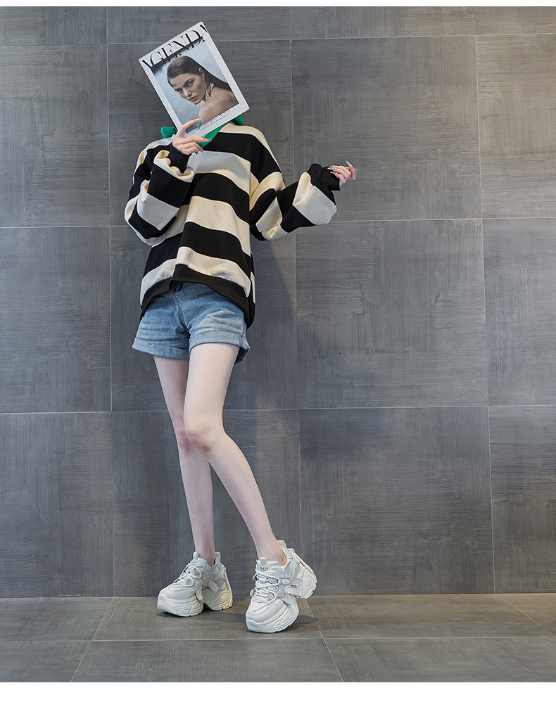 Giày sneaker nữ chunky đế dày tăng chiều cao phong cách Hàn Quốc — M2699 màu đỏ, M2699 màu be chi tiết 10