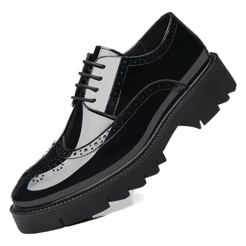Бизнес-обувь кожаные туфли мужские блестящие блочные резные цветы увеличены на 10 см на шнуровке кожаные туфли увеличены на 8 см