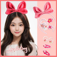 Hottest Trend Children's Hair Accessory Gift Box Headband Pink Large Bowknot Cute Girly Fabric Handmade Original