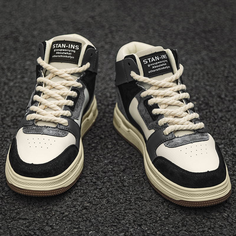 Chaussures de Tennis pour hommes, chaussures de course en cuir, baskets en tissu, semelle en caoutchouc, chaussures confortables rembourrées_voghion.com