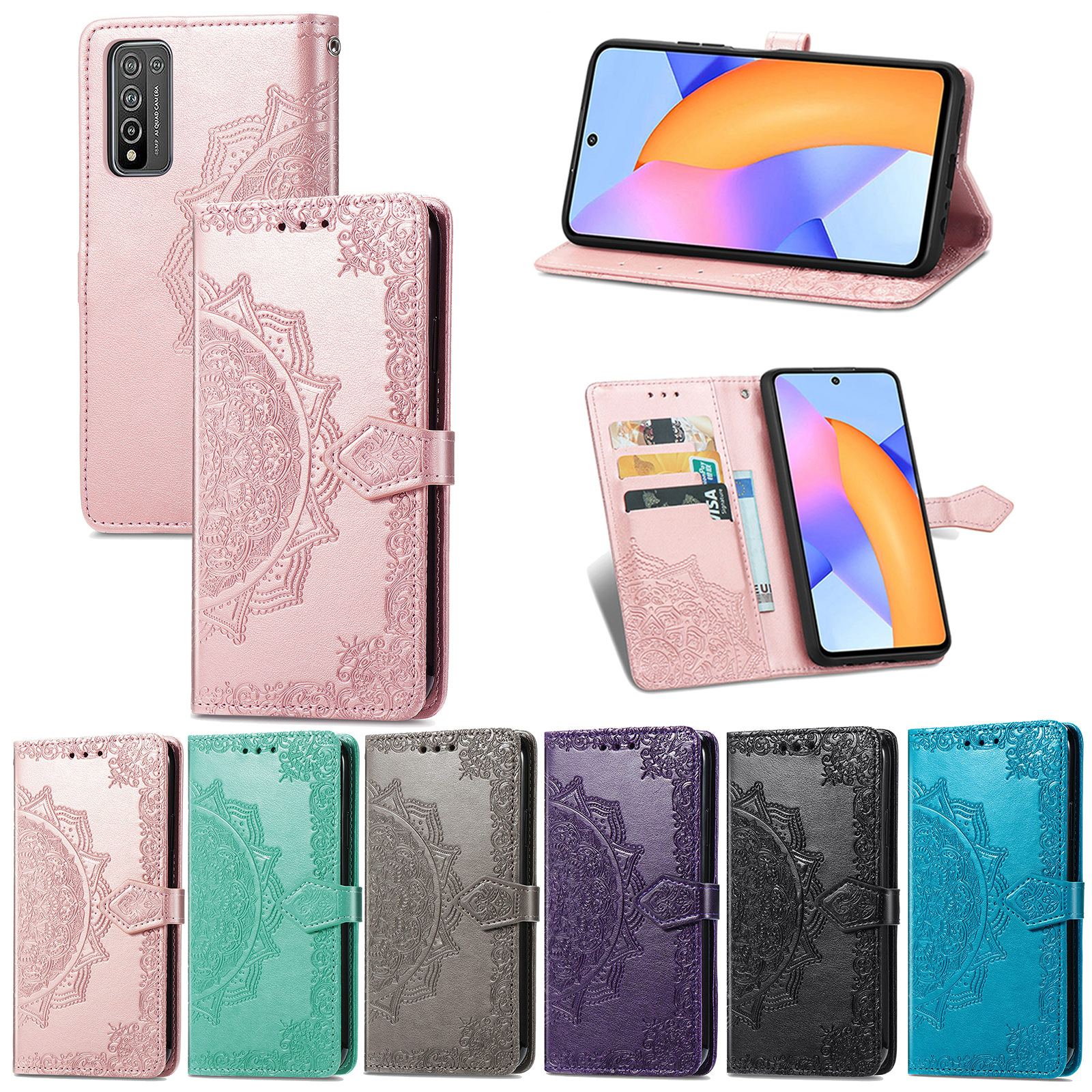 适用荣耀10X lite手机壳30pro插卡翻盖钱包疯马纹华为 9s保护套