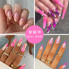 Foreign trade wearable nails 24-piece combination style post-00s manicure tablets European and American ins style press on nails