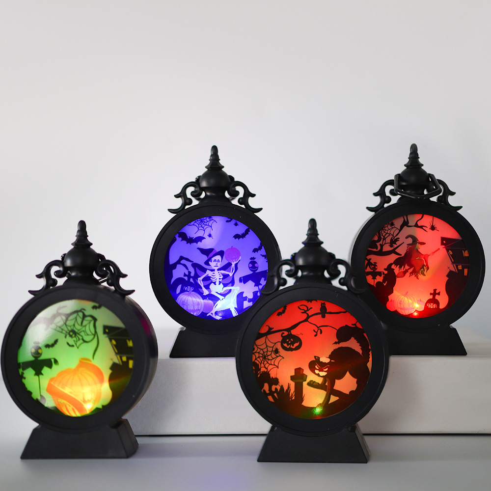 Lámpara de calabaza de Halloween decoración de fantasmas diabólica emoticones luces nocturnas atmósfera de terror decoración props led lámpara esqueleto