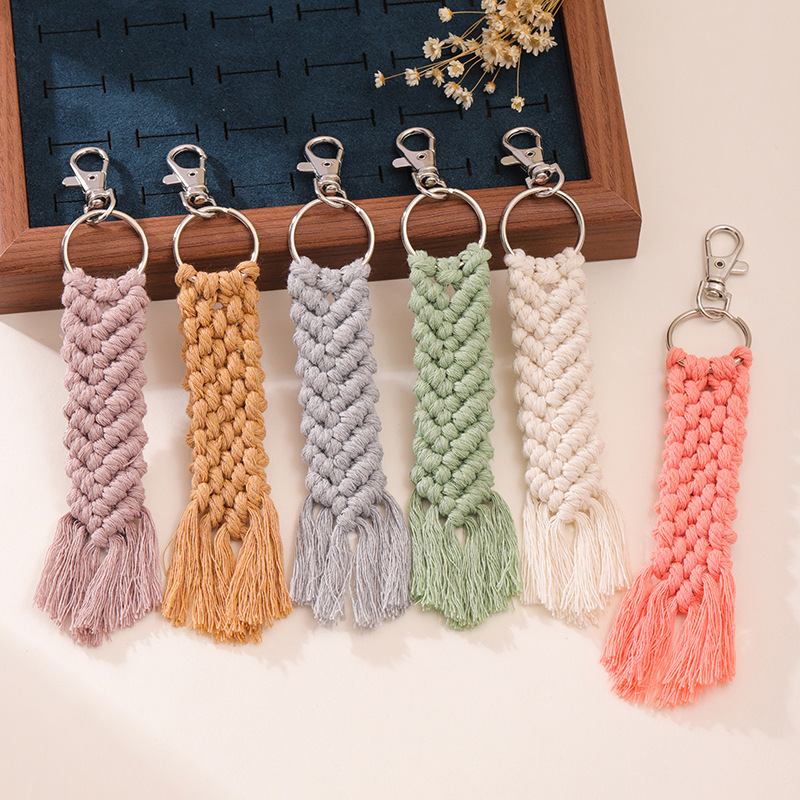 Keychain Classification 1 Piece Vacation Classic Style Solid Color Cotton Rope Braid Keychain