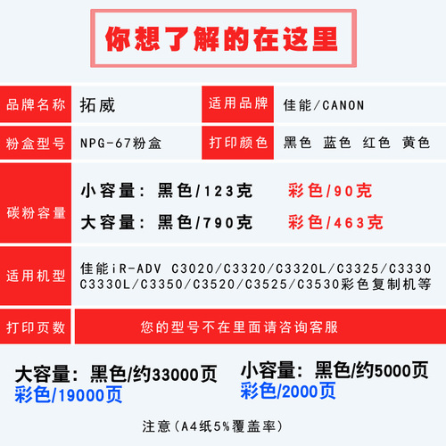 Suitable for Canon copier NPG-67 toner cartridge C3120l 3125 3330 C3320L C3020 toner cartridge