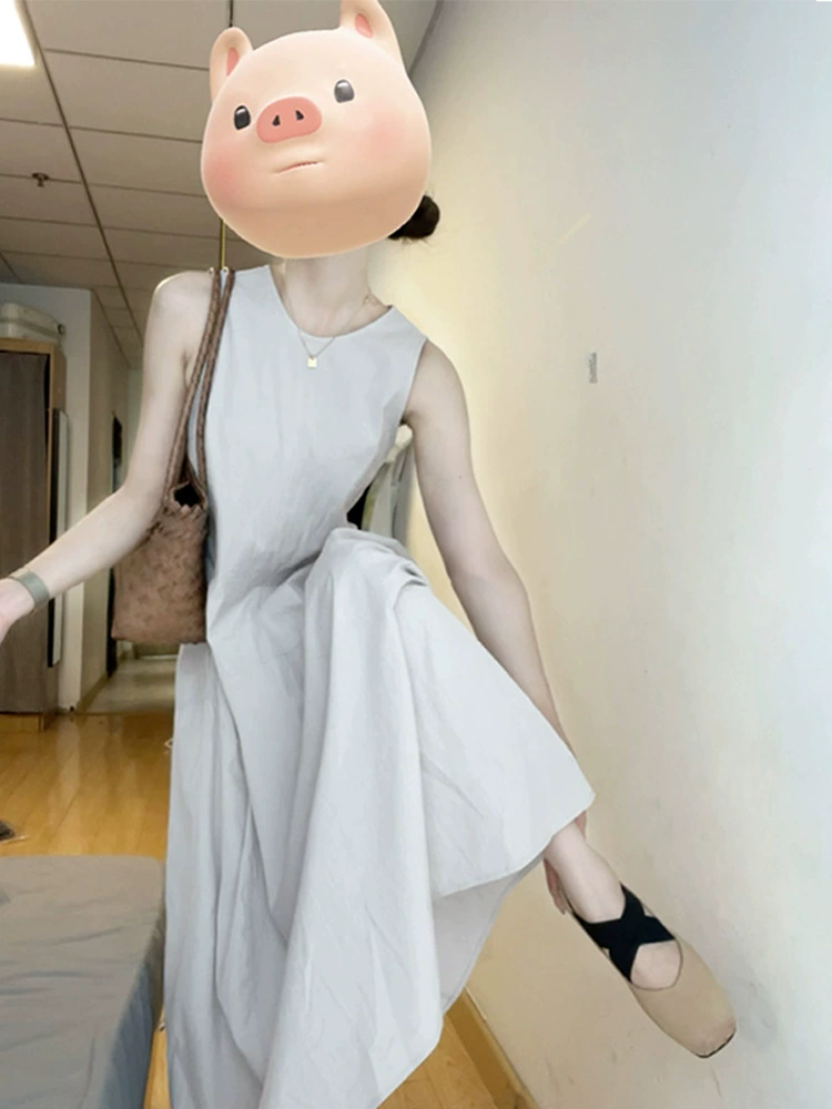 Предпродажа на 10 дней, миниатюрное платье-жилет без рукавов для женщин, новый стиль лета 2025, французский стиль, красивая длинная юбка