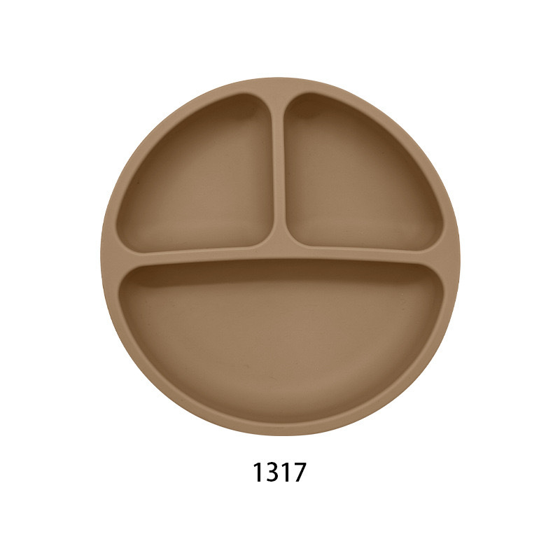 흡착판 없는 스마일 3칸 식판 (갈색)