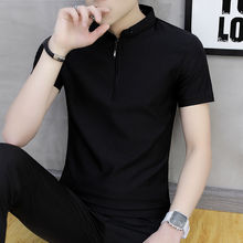 男士短袖T恤夏季韩版潮流男装半袖polo衫立领T恤打底衫