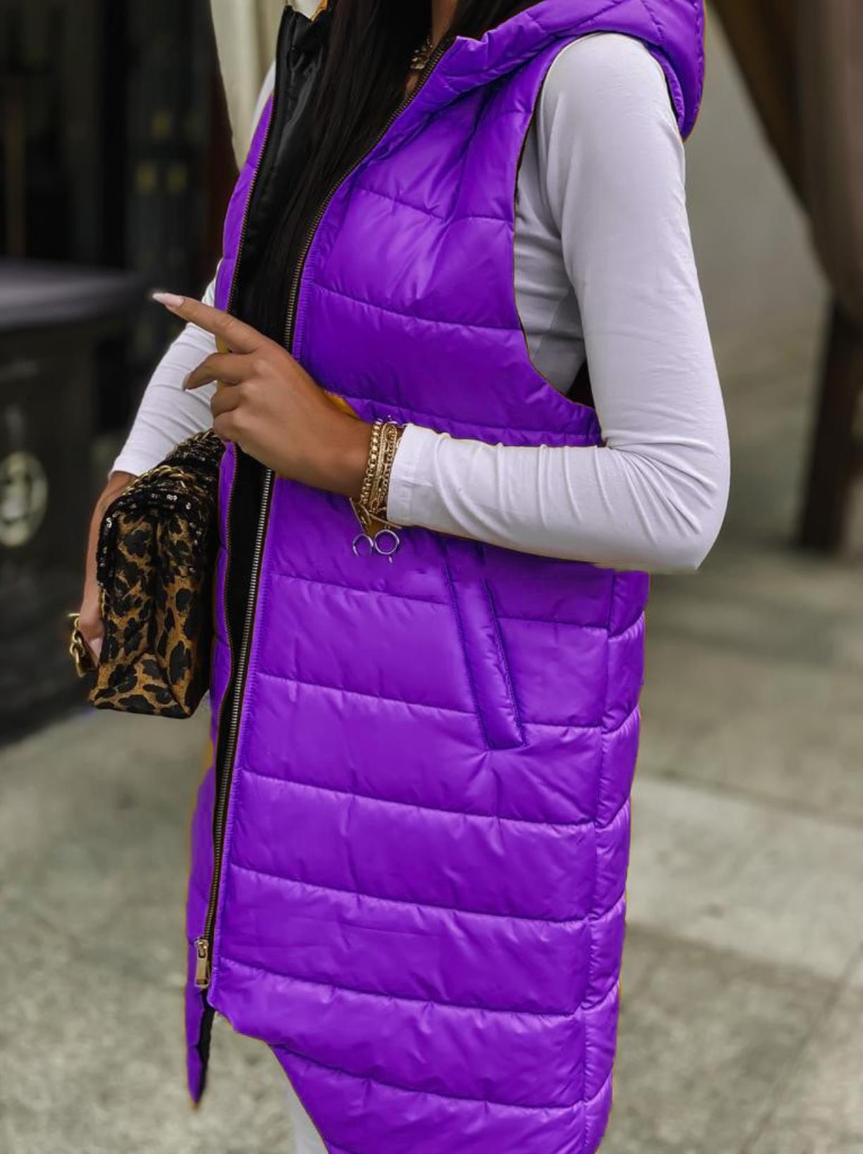 2021 deseo europeo y americano color sólido elegante Chaqueta de punto con capucha Chaleco de un solo pecho bolsillo sin mangas abrigo de longitud media