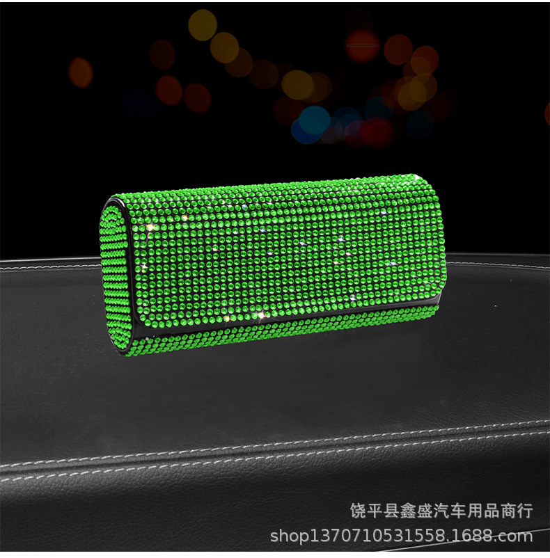 Diamond-Encrusted Car Glasses Case, Multi-Functional Sunglasses Storage Box, Full-Diamond Women's Car Glasses Case, Sun Visor Storage Supplies