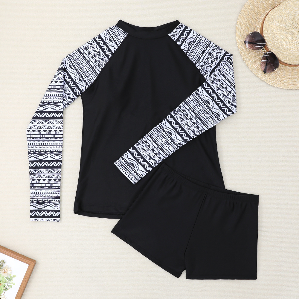 Traje de Baño de Surf de Dos Piezas con Manga Larga de Poliéster, Estampado, para Surf y Natación image 9