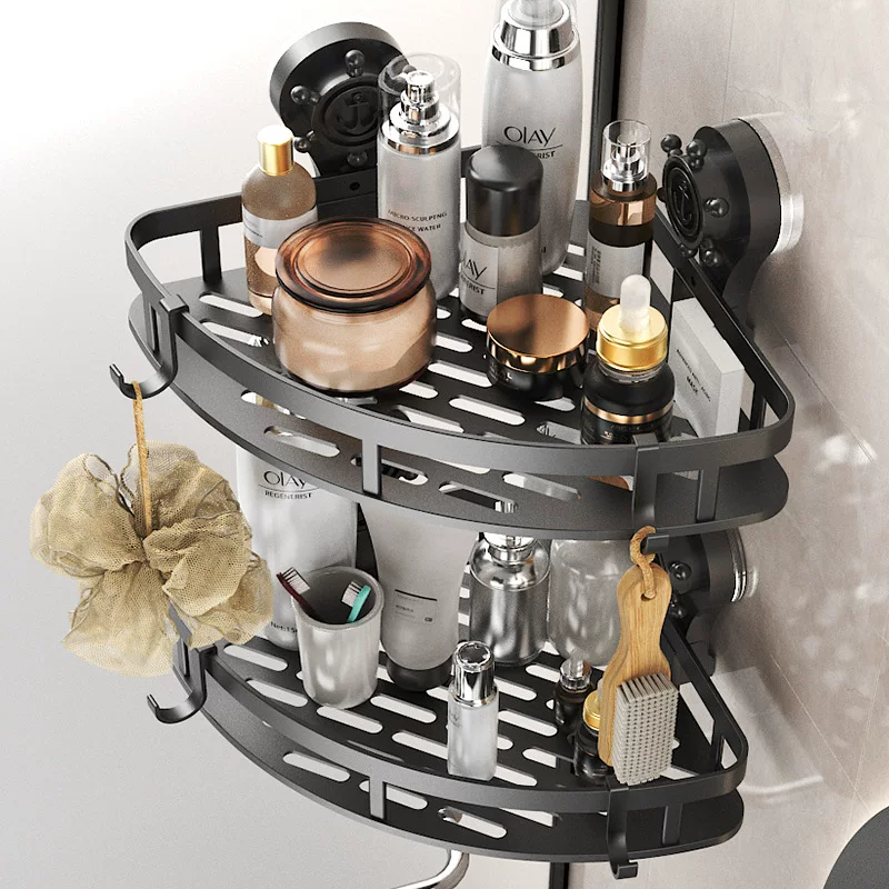 Suction cup bathroom bathroom storage rack triangle wall-mounted corner toilet washstand bathroom storage