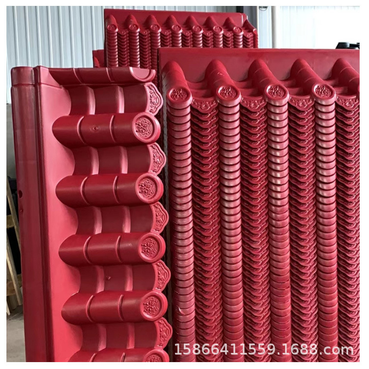盐城红色一体瓦响水一体瓦帽滨海塑料一体瓦阜宁PP一体仿古瓦厂家