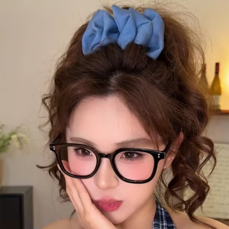 超ボリュームのあるデニムブルーバブルボールヘッドクリップ韓国風新スタイル固定ハイポニーテールふわふわヘアクリップヘアアクセサリー女性用|undefined