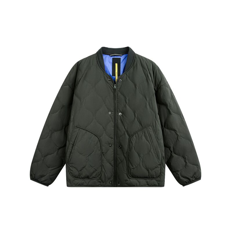 Kaiz Kaizhong 2025 Winter New Japanese-Style Diamond Pattern Design 90% White Duck down Baseball Collar Lightweight down Jacket