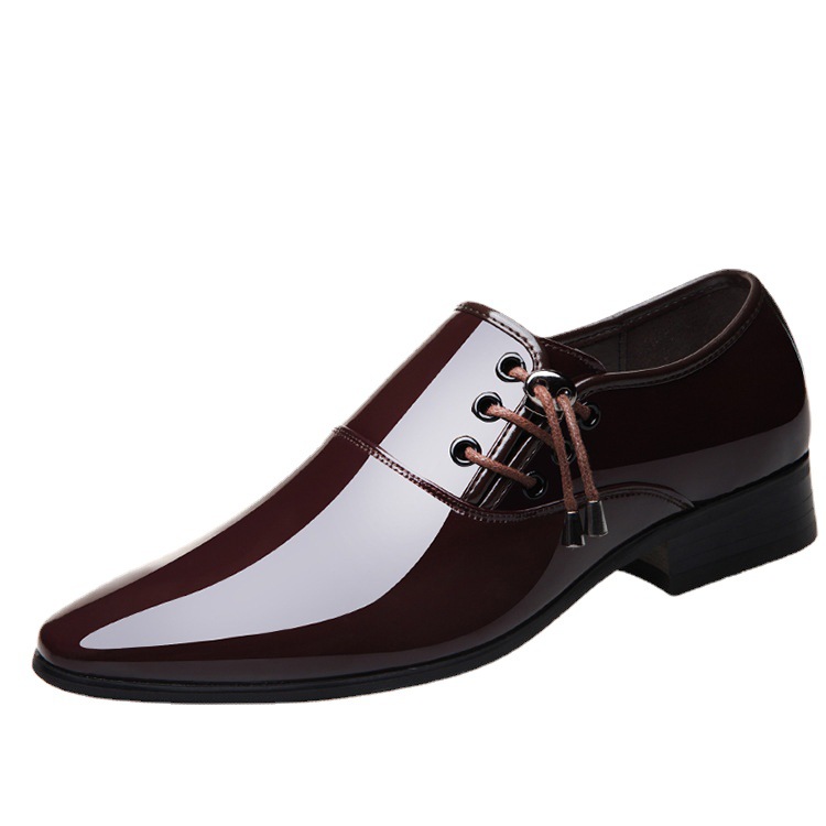 Herren-Derby-Schuhe aus Lackleder und Kunstleder mit spitzem Zehenbereich und Büroschuh_voghion.com
