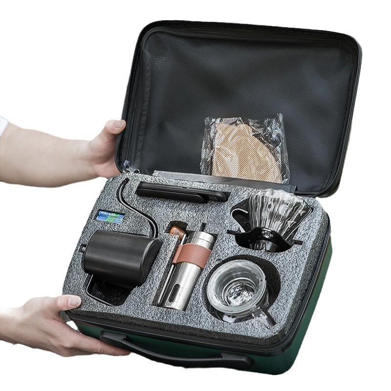 Set de café de lavado a mano Set de cafetera de café de lavado a mano Set completo de caja de regalo portátil de viaje