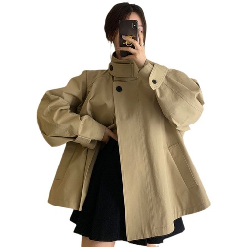 2024 New Spring and Autumn Stand Collar Windbreaker Coat Women Korean Style Casual Popular Loose Design Small Coat