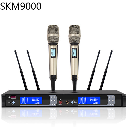 SKM9000一拖二无线话筒 真分集调频UHF家用舞台演出KTV专业麦克风
