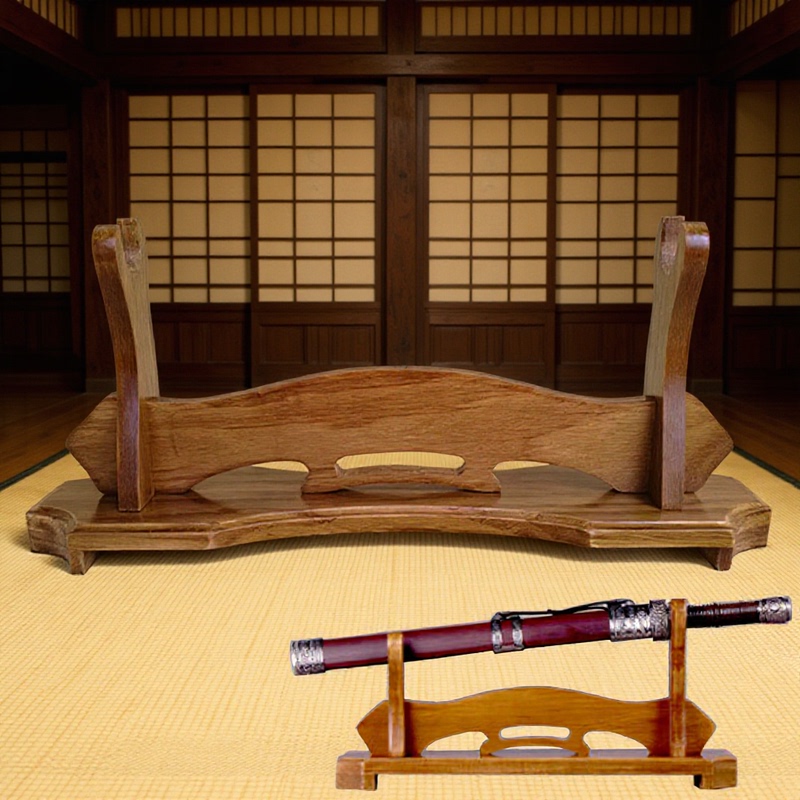 Wooden Sword Stand, Knife Holder, Universal for Various Swords and Knives, Suitable for Living Room and Commercial Use, Multi-Layered Flute and Ruler Display Piece, Wood Art