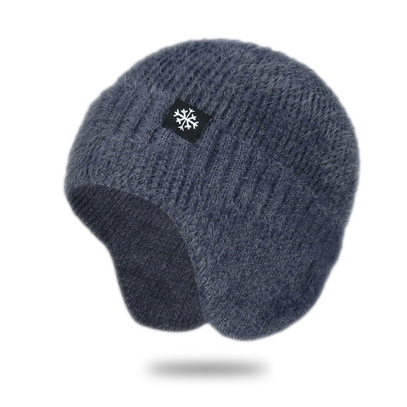 Autumn and winter knitted hats for men and women of the same style, ear protectors, thermal headgear, earmuffs, hats, cold-proof cycling pullovers._voghion.com